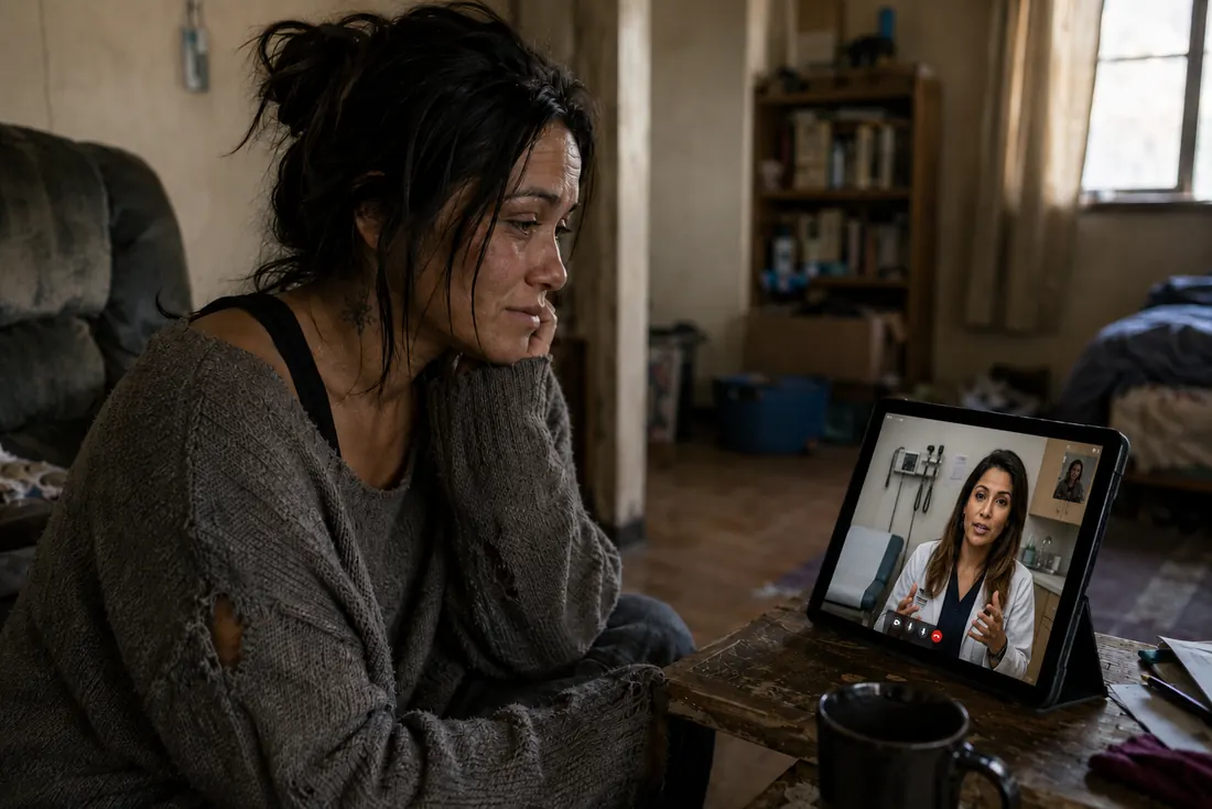 A patient meeting a Metro City physician by video from home